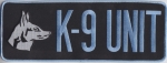 K-9 UNIT Light Blue on Black Back Panel Patch 10.75" X 4"